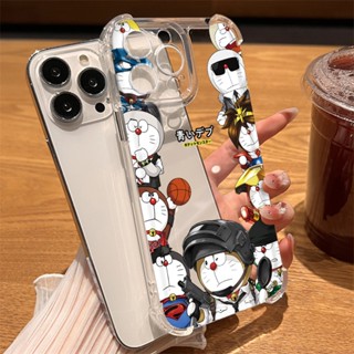 เคสโทรศัพท์มือถือ แบบใส ป้องกันเลนส์ ลายการ์ตูนโดราเอมอนน่ารัก สําหรับ iPhone 14 13 12 Pro Max 11 XR XS 7 8 Plus SE 2020