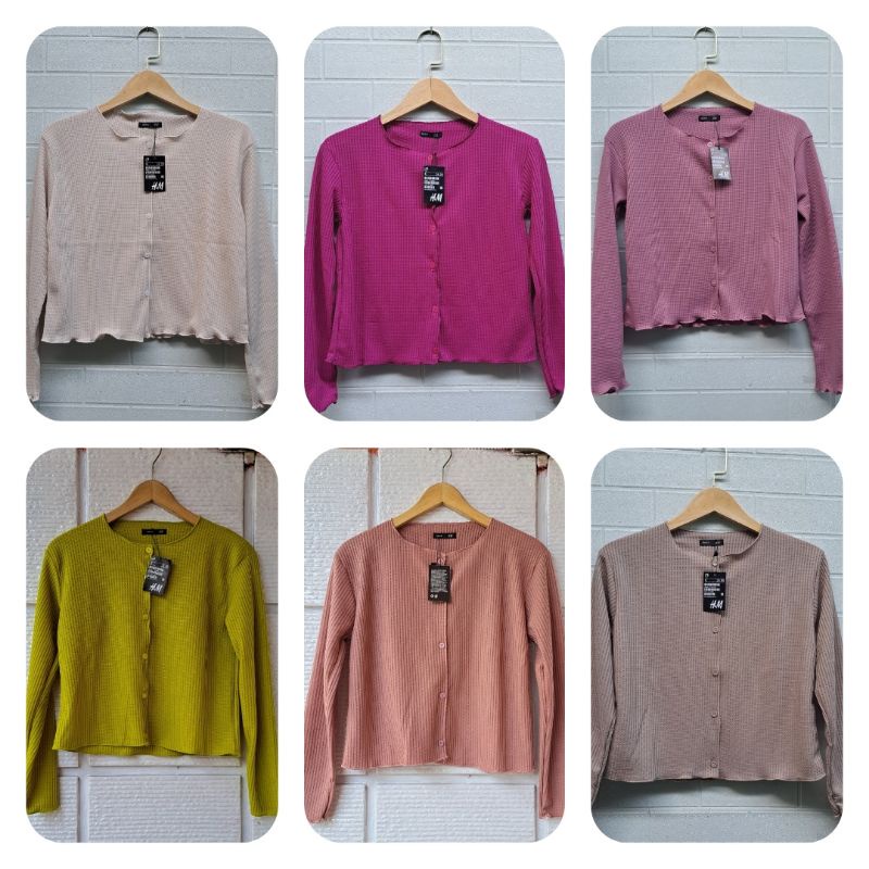Nayafashion PREMIUM WAFFLE CROP TOP CARDIGAN // PREMIUM RIB KNIT CROP TOP CARDIGAN // WOMENS TOP