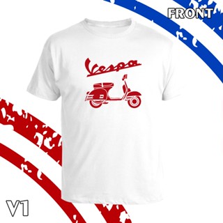 เสื้อยืดคอกลม แขนสั้น Vespa logo สกรีน Flex pu  ขอบสวย คมชัด ผ้า cotton 100%