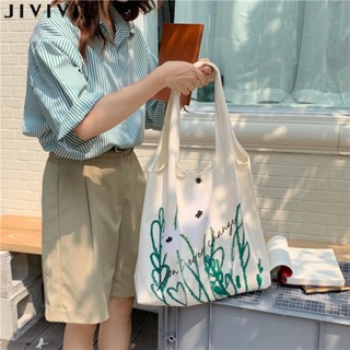 JIVIVIL กระเป๋า Tote ขนาดใหญ่ความจุของญี่ปุ่นคาโมไมล์ลายน่ารักกระเป๋าสะพายหลังผ้าใบ