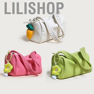 Lilishop Woman  with Pendant Fashionable Lovely Appearance Bright Pure Color PU Female Shoulder Bag