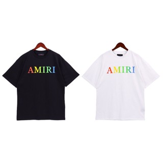 เสื้อยืดแขนสั้นลําลอง ผ้าฝ้ายแท้ ระบายอากาศได้ดี พิมพ์ลายโลโก้ AMIR สีสันสดใส แฟชั่นคู่รัก สําหรับผู้ชาย และผู้หญิง