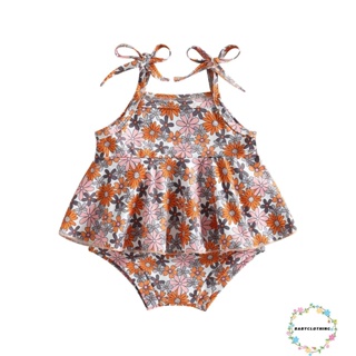 Babyclothes- ชุดเสื้อแขนกุด เปิดไหล่ ลายดอกไม้ และกางเกงขาสั้น แฟชั่นฤดูร้อน สําหรับเด็กผู้หญิง 2 ชิ้น