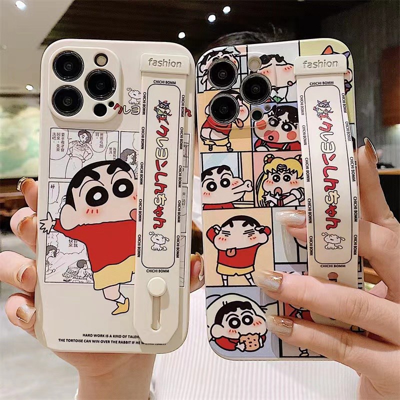 เคสโทรศัพท์มือถือ ลายการ์ตูนชินจังน่ารัก พร้อมสายคล้องมือ สําหรับ Samsung Galaxy A54 A14 A34 A13 A73 A53 A33 A23 A32 A22 A04 A04s A03s A02s A02 A03 A72 A52 A50 A71 A51 A31 A20 A30 A11