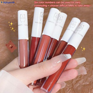 MAGIC CASA love bear lip glaze 6pcs set ลิปสติกเนื้อแมทกำมะหยี่บำรุงชุ่มชื้นกันน้ำไม่ซีดจางลิปเมือก highgoss.th