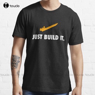 เสื้อยืดลําลอง แขนสั้น พิมพ์ลาย Just Build It ขนาดใหญ่ แฟชั่นสําหรับผู้ชาย และผู้ใหญ่