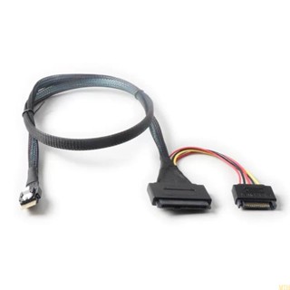 Moon สายเคเบิลอะแดปเตอร์ SlimSAS เป็น U 2 SFF8654 4i เป็น SFF8639 80 ซม. พร้อมตัวเชื่อมต่อ SSD 15 Pin