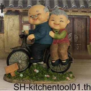 (CD) ฟิกเกอร์เรซิ่น Happy Elderly Couple สําหรับตกแต่งบ้าน