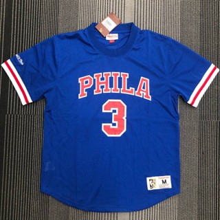 เสื้อกีฬาบาสเก็ตบอลแขนสั้น ลายทีม NBA Jersey Philadelphia 76ers Iverson สไตล์คลาสสิก