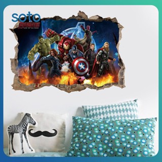 ♫ Marvel Stickers 3d Wall Stickers The Avengers Captain America Spider-man Living Room Bedroom Decoration Wall Stickers