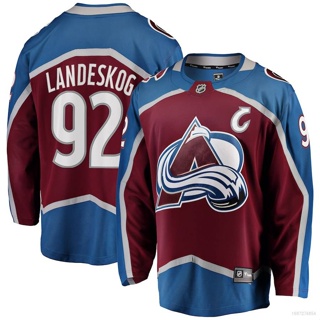 เสื้อกีฬาแขนยาว ลาย HQ1 NHL Colorado Avalanche Jersey Landeskog Hockey พลัสไซซ์ QH1