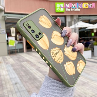 เคสซิลิโคนนิ่ม แบบใส ขอบสี่เหลี่ยม กันกระแทก ลายดอกไม้สีเหลือง สําหรับ VIVO V19 V19 Neo V19G