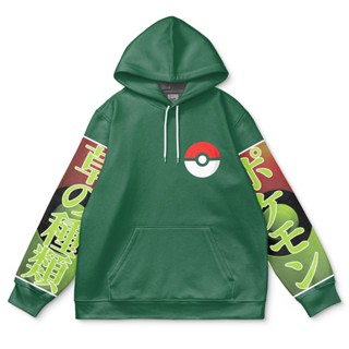 เสื้อกันหนาว มีฮู้ด ลายโปเกม่อน Bulbasaur สไตล์สตรีท