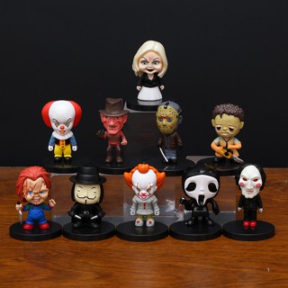 Jason Freddy Pennywise ตุ๊กตาชัคกี้ Tiffany Billy Ghostface V Leatherface Q Version PVC ขนาดเล็ก สําหรับตกแต่ง