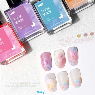 สีทาเล็บสีเจล Fn Macaron Smudge Liquid Manicure Color Water Dye Liquid Gradient Nail Marble Ink Glass