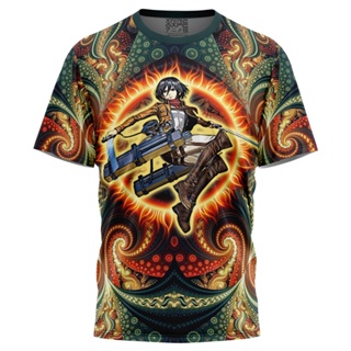 เสื้อยืด พิมพ์ลาย Trippy Mikasa Ackerman Attack on Titan สําหรับผู้ชาย