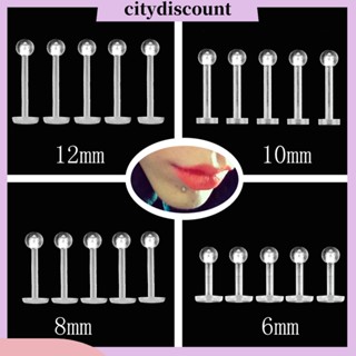 &lt;citydiscount&gt; จิวเจาะร่างกาย ปาก คาง จมูก ทรงกลม แบบใส สําหรับทุกเพศ 5 ชิ้น