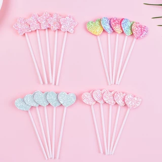 พร้อมส่งในไทย 5 ชิ้นต่อเซ็ท 🎂🎂 ป้ายปักเค้ก กลิตเตอร์ เค้ก ตกแต่ง อุปกรณ์ตกแต่งเค้ก เบเกอรี่ cake C39