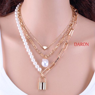 DARON สร้อยคอมุกหลายชั้น แฟชั่น ภาพบุคคล สีทอง สีเงิน เครื่องประดับ สร้อยคอผีเสื้อ