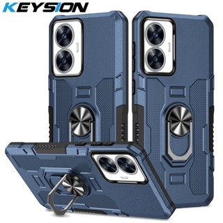 Keysion เคสโทรศัพท์ซิลิโคน PC กันกระแทก พร้อมแหวนขาตั้งโลหะ สําหรับ Realme C55 C33 C30 C30S C33 C55