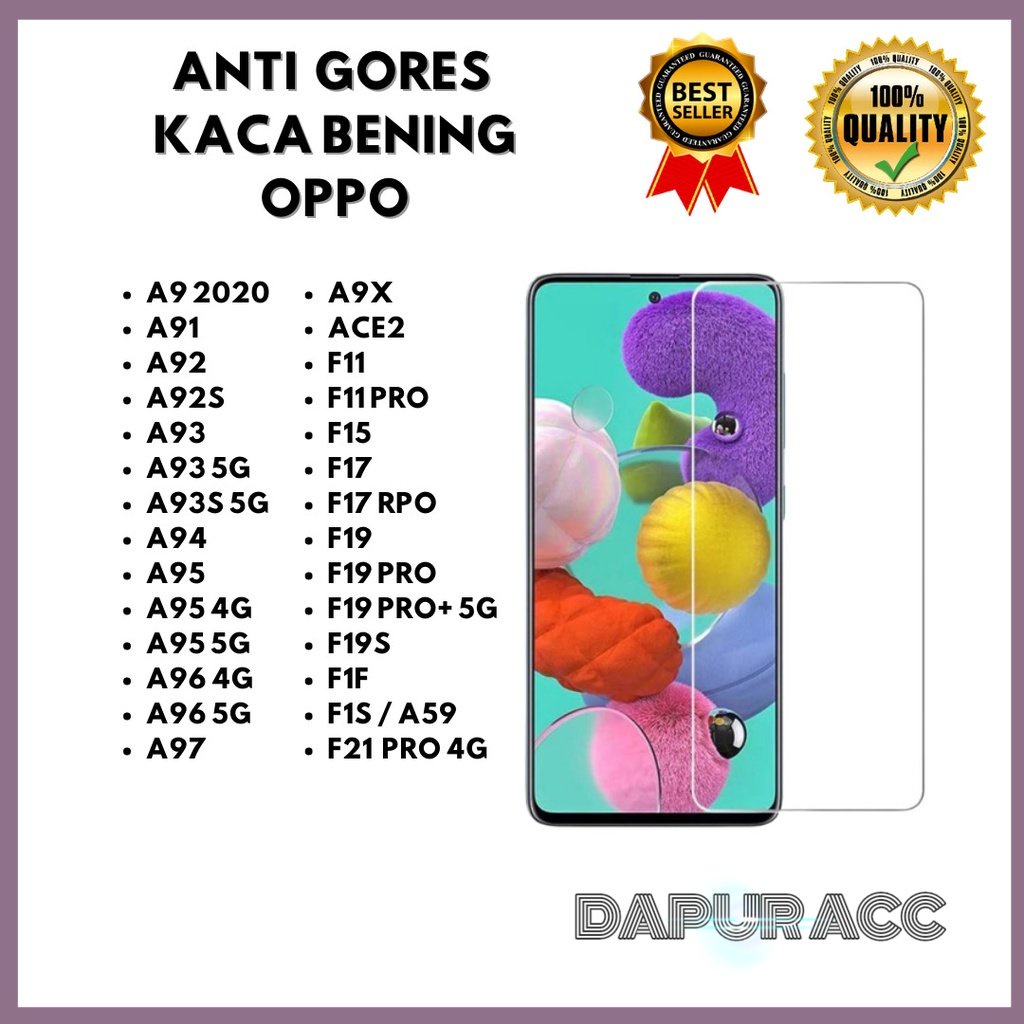 กระจกนิรภัยกระจกใส OPPO A9 2020-A91-A92-A92S-A93-A93 5G-A93S 5G-A94-A95-A95 4G-A95 5G-A96F1S-F17 5G-