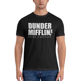 เสื้อยืด ผ้าฝ้ายแท้ พิมพ์ลาย Dunder Mifflin สองด้าน คุณภาพสูง สําหรับผู้ชาย