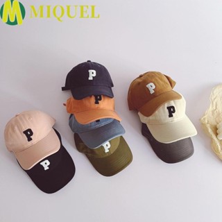 MIQUEL หมวกแก๊ป ผ้าฝ้าย พิมพ์ลายตัวอักษร P Snapback เข้ากับทุกการแต่งกาย สไตล์เกาหลี สตรีท สําหรับเด็ก