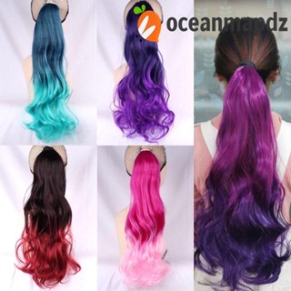 Oceanmapdz วิกผมหางม้าสังเคราะห์ ผมหยักศก ผมยาว ผมหยักศก ทนความร้อน ธรรมชาติ สีสันสดใส สําหรับเด็กผู้หญิง