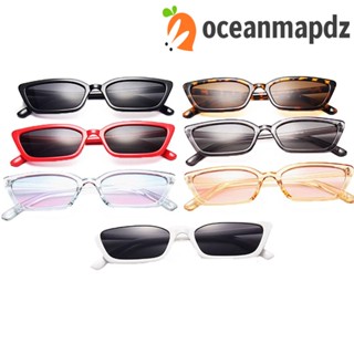 OCEANMAPDZ แว่นตากันแดด ทรงสี่เหลี่ยมผืนผ้า ลายเสือดาว ขนาดเล็ก สีแคนดี้ สไตล์พังก์ สําหรับผู้หญิง