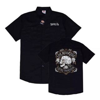 เสื้อยืด ลาย Dickies X LUCKY 13th Workshirtos สีดํา