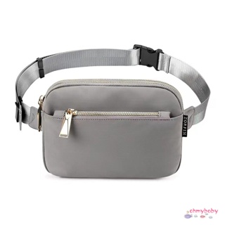 Fanny Pack แฟชั่นหลายกระเป๋าเข็มขัดปรับได้เดินทางเดินป่าขี่จักรยานวิ่งกระเป๋าคาดเอวกลางแจ้งสีเทา [N/12]