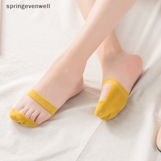 [springevenwell] ถุงเท้าครึ่งเท้า ระบายอากาศ กันลื่น สีพื้น แฟชั่นฤดูร้อน สําหรับผู้หญิง 1 คู่