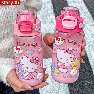 【ในการจัดส่ง】ขวดน้ำ Hello Kitty Girl แฟชั่นถ้วยพลาสติกทนความร้อนสูงทนทานนักเรียนฤดูร้อนและขวดน้ำแบบพกพาสำหรับเด็กผู้หญิง