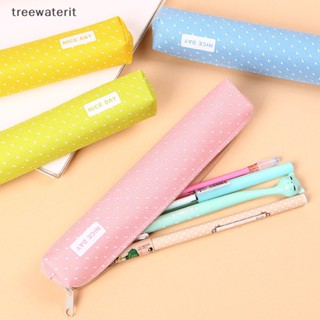 Tr Kawaii กระเป๋าดินสอ ผ้าแคนวาส ลายจุด ขนาดเล็ก มีซิป สีแคนดี้ สร้างสรรค์ สําหรับนักเรียนประถม มัธยม มัธยมปลาย