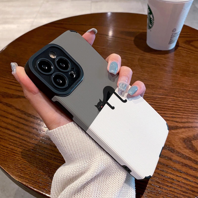 เคสโทรศัพท์มือถือ แบบนิ่ม ลายการ์ตูนแมว สีดํา กันกระแทก สําหรับ IPhone 11 12 Pro Max X XR XS Max SE Apple 7 Plus 8 Plus IPhone 13 Pro Max IPhone 14 Pro Max