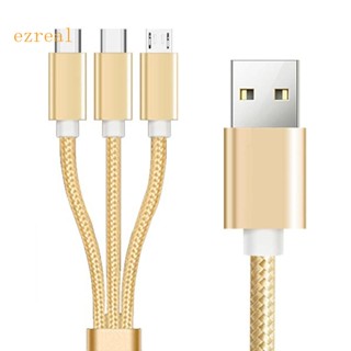 Ez สายชาร์จ USB C แยก 3 in 1 ชาร์จเร็ว พร้อมพอร์ต MicroUSB ตัวผู้ 2 Type C 1 สําหรับโทรศัพท์ Tab