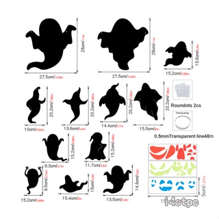 I4otpc 12 ชิ้น ฮาโลวีน เรืองแสง สติกเกอร์ติดผนัง นํากลับมาใช้ใหม่ได้ กันน้ํา หน้าต่าง ยึด อุปกรณ์ปาร์ตี้ฮาโลวีน
