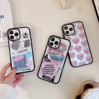 Casetify เคสโทรศัพท์มือถืออะคริลิคแข็ง แบบใส ลายสติกเกอร์หัวใจ Daddys Girl สีชมพู สําหรับ iPhone 14 13 12 11 Pro Max Plus