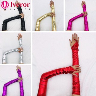 Lveror ถุงมือหนัง เซ็กซี่ บาง ยาว ยืดหยุ่น สีพื้น ไนท์คลับ โชว์ ถุงมือคอสเพลย์