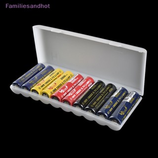 Familiesandhot&gt; 10 ช่อง กล่องพลาสติกใส สีขาว กล่องเก็บของ แบบแข็ง เคสสําหรับ AA อุปกรณ์จัดระเบียบอย่างดี