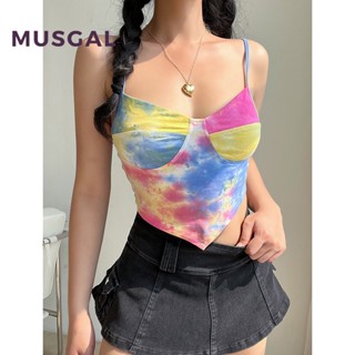 Musgal เสื้อสายเดี่ยว แขนกุด ทรงสลิมฟิต เปลือยหลัง เข้ากับทุกการแต่งกาย สไตล์ลําลอง สีตัดกัน สําหรับผู้หญิง 2023