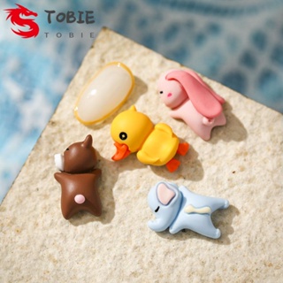 TOBIE เครื่องประดับตกแต่งเล็บ ลายการ์ตูนสัตว์ กระต่าย เป็ด ช้าง 3D สีเหลือง 10 ชิ้น ต่อถุง