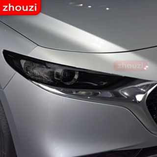 สติกเกอร์ฟิล์มไวนิล TPU ใส ป้องกันไฟหน้ารถยนต์ สีดํา สําหรับ Mazda 3 BP 2019 2020 2 ชิ้น