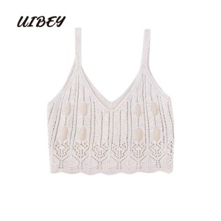 Uibey เสื้อกั๊ก คอวี ผ้าถัก แฟชั่น 3658