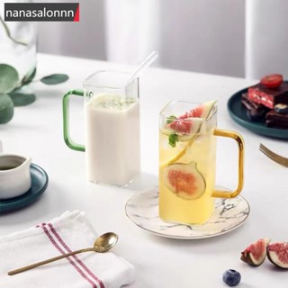 Nanasn| แก้วมัก ทรงสี่เหลี่ยม สําหรับใส่เครื่องดื่ม นม กาแฟ เบียร์ ไมโครเวฟ ปาร์ตี้ 1 ชิ้น E8N1