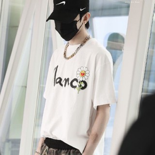 เสื้อยืดคอกลม แขนสั้น พิมพ์ลายดอกทานตะวัน ดอกเดซี่ สีขาว สําหรับ Takashi Murakami J Balvin