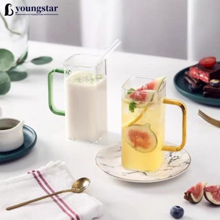 Youngstar แก้วมักใส ทรงสี่เหลี่ยม ปลอดภัย สําหรับใส่เครื่องดื่ม นม กาแฟ เบียร์ ไมโครเวฟ ปาร์ตี้ 1 ชิ้น K9T1