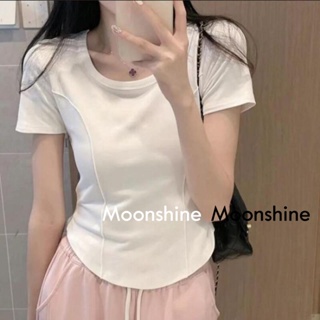 Moon  เสื้อครอป เสื้อแฟชั่นผู้หญิง y2k สีพื้น สําหรับผู้หญิง ใส่ไปคลับ ปาร์ตี้ 2023 NEW Jl1003 Stylish Chic Korean Style Comfortable A29J1PF 36Z230909