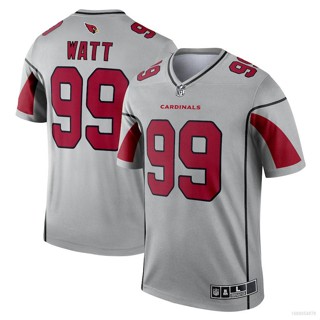 เสื้อกีฬาแขนสั้น ลายทีม NFL Arizona Cardinals J.J. เสื้อยืดกีฬา ลายทีมชาติฟุตบอลอินเวอร์เตอร์ สีเงิน