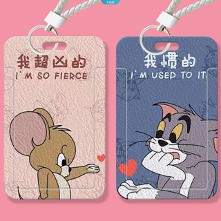 ชุดปลอกหุ้มบัตรนักเรียน ลาย Tom and Jerry น่ารัก พร้อมสายคล้องคอยาว สําหรับบัตรรถบัส [ZK]